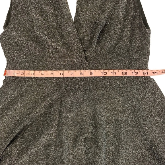 Fraiche Deep V Neck Sleeveless Shimmer Cocktail Party Swing Dress Women's Large - Picture 5 of 14